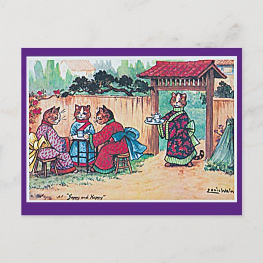 Louis Wain, japanische Kimono Cat Art Postcard Postkarte (Vorderseite)