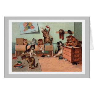 Louis Wain Kätzchen im Klassenzimmer - Vintage Kat