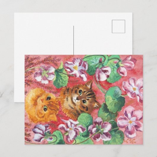 Louis Wain Kätzchen und Stiefmütterchen Postkarte (Vorne/Hinten)