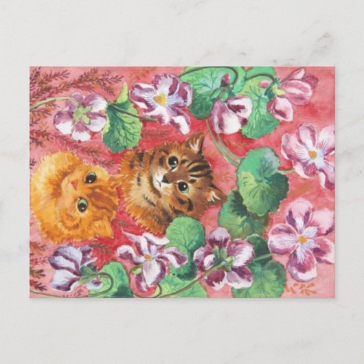 Louis Wain Kätzchen und Stiefmütterchen Postkarte (Vorderseite)