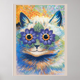 Louis Wain, Katze mit Blume dekorierten Augen, Pos Poster
