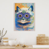 Louis Wain, Katze mit Blume dekorierten Augen, Pos Poster (Küche)