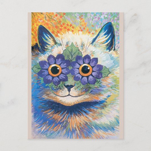 Louis Wain, Katze mit Blume dekorierten Augen, Postkarte (Vorderseite)