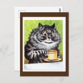 Louis Wain, Katze mit Kaffee-Cup, Art Postcard Postkarte (Vorne/Hinten)