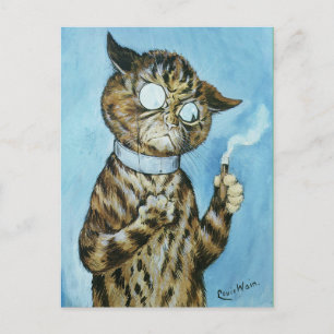 LOUIS WAIN KATZE RAUCHT ZIGARRE KUNST POSTKARTE