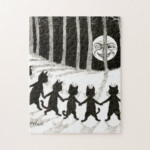 Louis Wain Katze Vollmond Puzzle