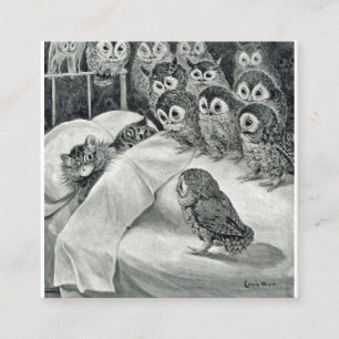 Louis Wain Katzen-Albtraum-Eule-Vogel Quadratische Visitenkarte