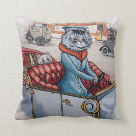 Louis Wain - Katzen-Fahrer mit Kätzchen Kissen
