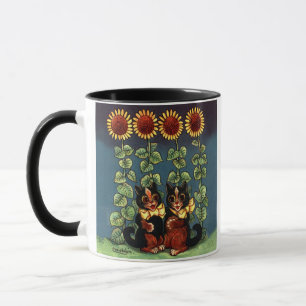 Louis Wain Katzen im Sonnenblumengarten Tasse
