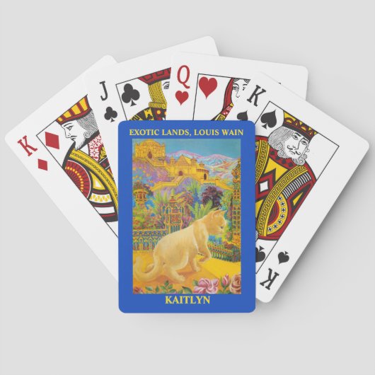 Louis Wain Katzen in exotischen Landungen Personal Spielkarten (Rückseite)