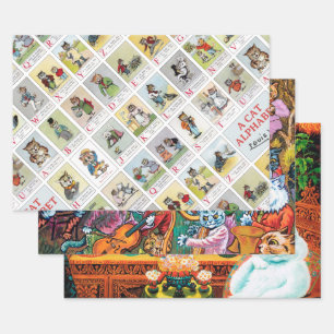 Louis Wain, Katzen & Kätzchen Geschenkpapier Set