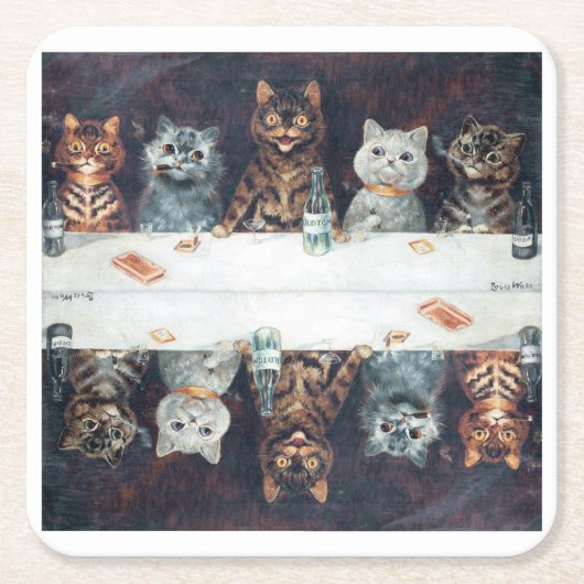 Louis Wain Katzen  Rechteckiger Pappuntersetzer (Vorderseite)
