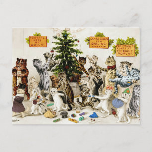 Louis Wain Katzen Weihnachtsbaum Schmückparty Feiertagspostkarte