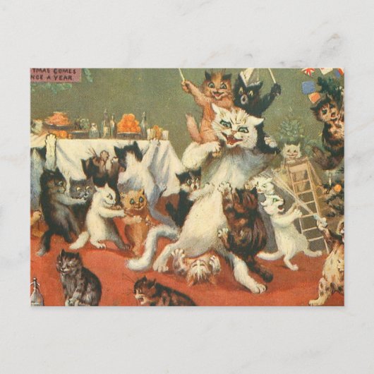 Louis Wain Merry Christmas Postkarte (Vorderseite)