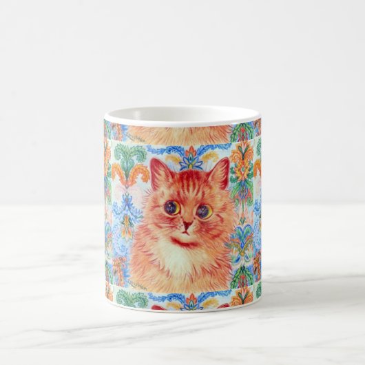 Louis Wain niedliche Katze mit abstrakten Mustern Kaffeetasse (Mittel)