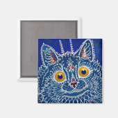 Louis Wain Psychedelic Blue Cat Magnet (Vorderseite/Rückseite)