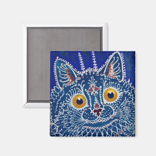 Louis Wain Psychedelic Blue Cat Magnet (Vorderseite/Rückseite)