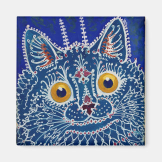 Louis Wain Psychedelic Blue Cat Magnet