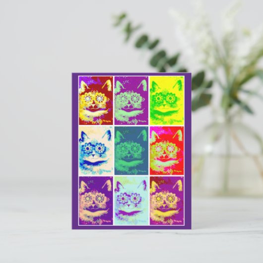 Louis Wain, Psychedelic Cat, Art Postcard Postkarte (Stehend Vorderseite)