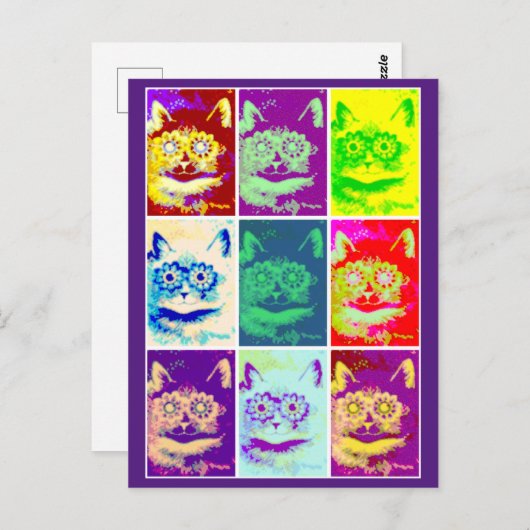 Louis Wain, Psychedelic Cat, Art Postcard Postkarte (Vorne/Hinten)