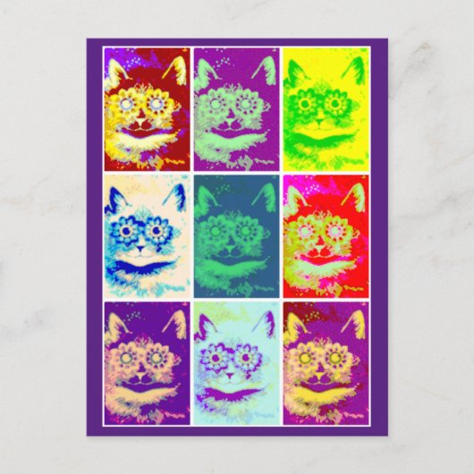 Louis Wain, Psychedelic Cat, Art Postcard Postkarte (Vorderseite)