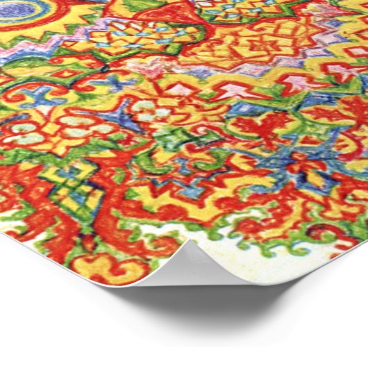 Louis Wain Psychedelic Cat Colorful Poster (Ecke)