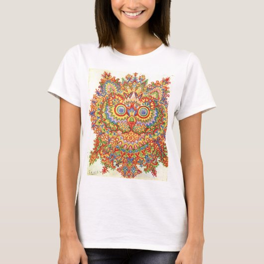Louis Wain Psychedelic Cat Colorful T-Shirt (Vorderseite)
