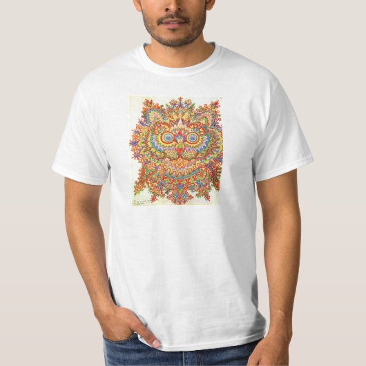 Louis Wain Psychedelic Cat Colorful T-Shirt (Vorderseite)