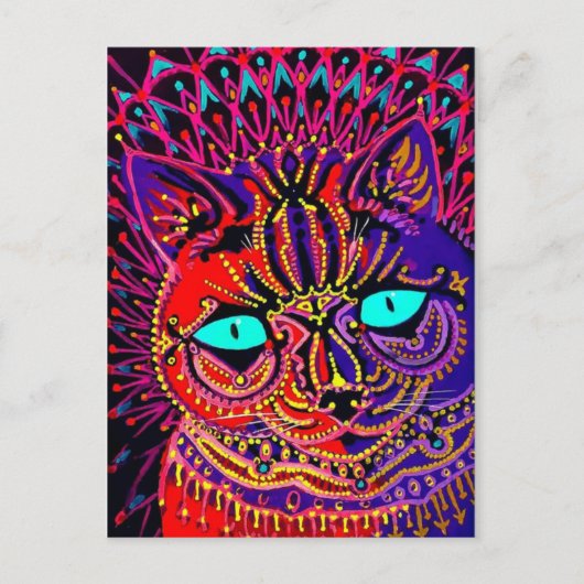 LOUIS WAIN PSYCHEDELIC CAT POSTCARD POSTKARTE (Vorderseite)