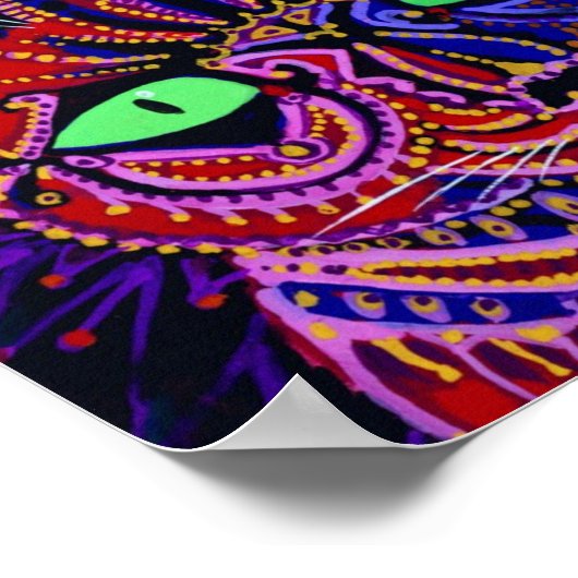 Louis Wain Psychedelic Cat Poster (Ecke)