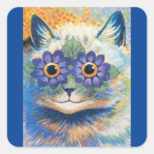 Louis Wain Psychedelic Cat Quadratischer Aufkleber