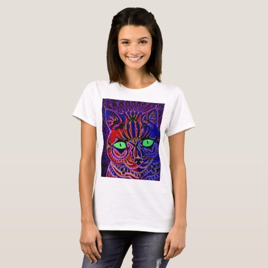 Louis Wain Psychedelic Cat T-Shirt (Vorne ganz)
