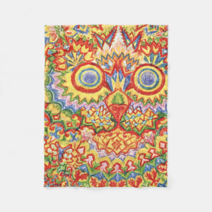 Louis Wain psychedelische Katze bunt Fleecedecke