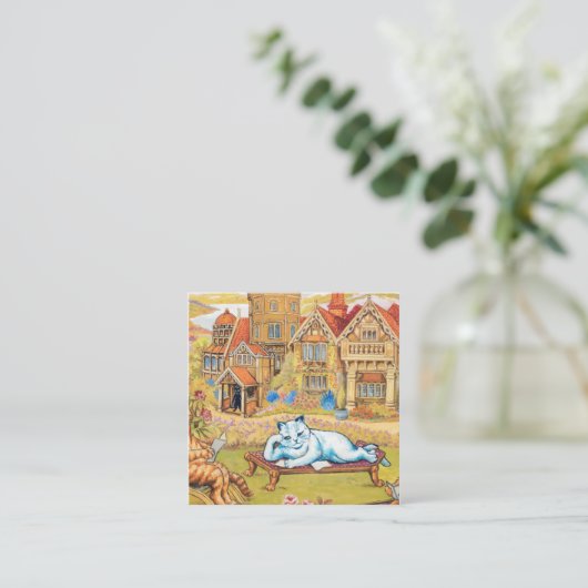 Louis Wain - Summer Tea Party Quadratische Visitenkarte (Stehend Vorderseite)