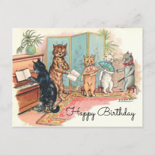 Louis Wain Viktorianische Katzen Salonmusik um 190 Postkarte