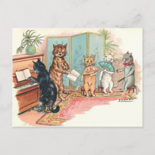 Louis Wain Viktorianische Katzen Salonmusik um 190 Postkarte