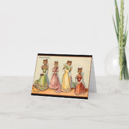 Louis Wain Wallflower Girl Cats Dankeskarte