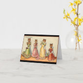 Louis Wain Wallflower Girl Cats Karte (Gelbe Blume)