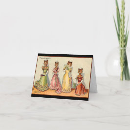 Louis Wain Wallflower Girl Cats Karte