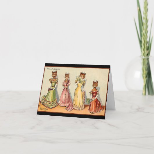 Louis Wain Wallflower Girl Cats Karte (Vorderseite)