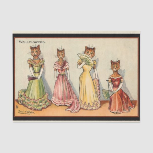 Louis Wain Wallflower Girl Cats Seidenpapier (Vorderseite)