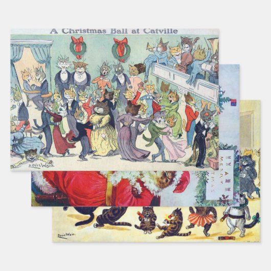 Louis Wain, Weihnachts-Weihnachts-Weihnachten Geschenkpapier Set (Set)