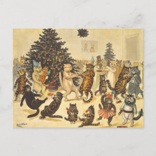 Louis Wain Weihnachtsfeier Postkarte