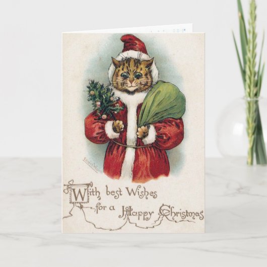 Louis Wain Weihnachtskatze Faltkarte Karte (Vorderseite)