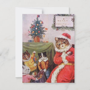 Louis Wain Weihnachtskatzen-Familie Vintage-Postka Postkarte