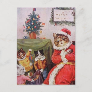 Louis Wain Weihnachtskatzen Vintage viktorianische Feiertagspostkarte