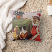 Louis Wain Weihnachtskatzen Vintage Viktorianische Kissen (Decke)