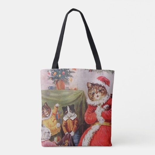 Louis Wain Weihnachtskatzen Vintage Viktorianische Tasche (Rückseite)