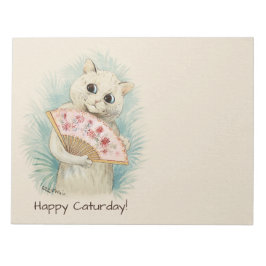 Louis Wain White cat mit einem Fan CC0038 Notizblock