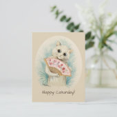 Louis Wain White cat mit einem Fan CC0478 Postkarte (Stehend Vorderseite)